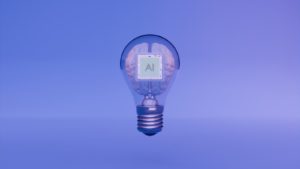 Artificial intelligence is represented by the lightbulb and brain.
